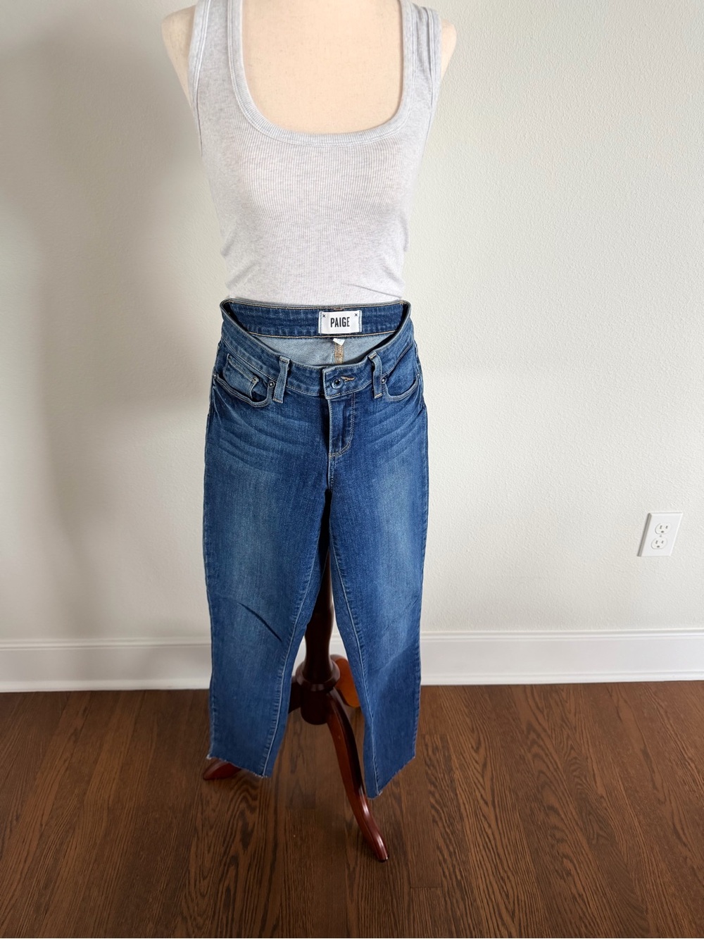 PAIGE Blue Denim Jeans - Classic Indigo raw hem